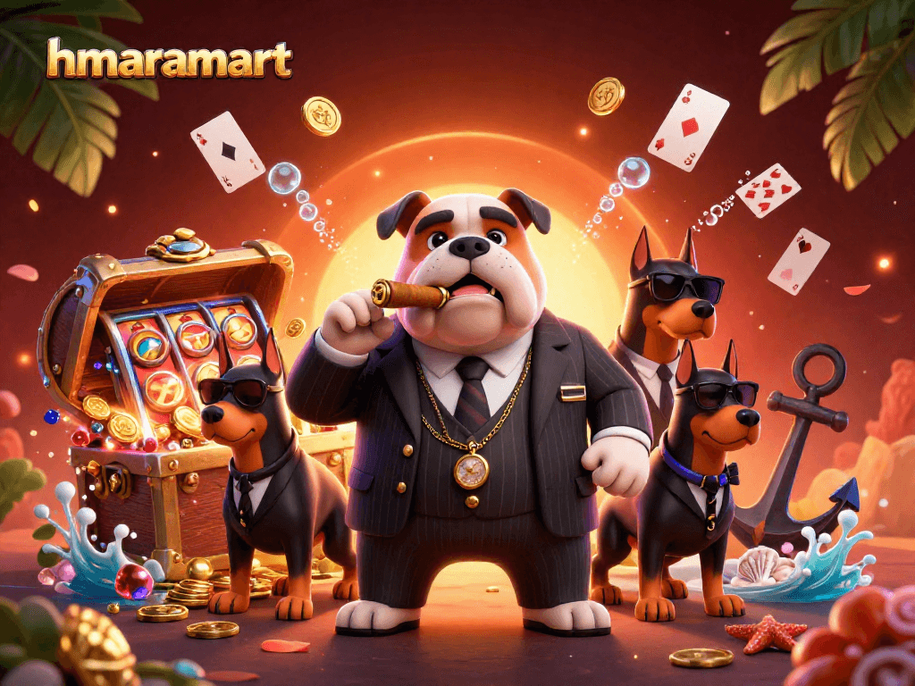 Engage with thrilling gaming at hmaramart featuring a mafia bulldog and rich casino elements