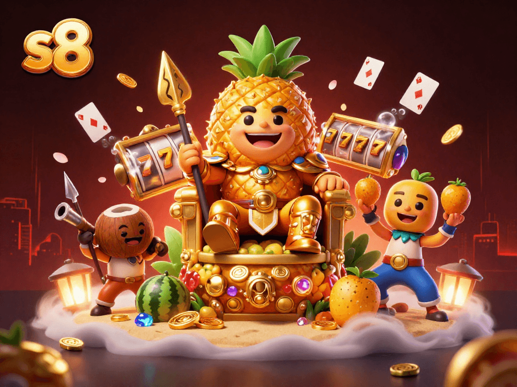 S8 players immerse in a vibrant casino adventure with thrilling slots and lively characters.