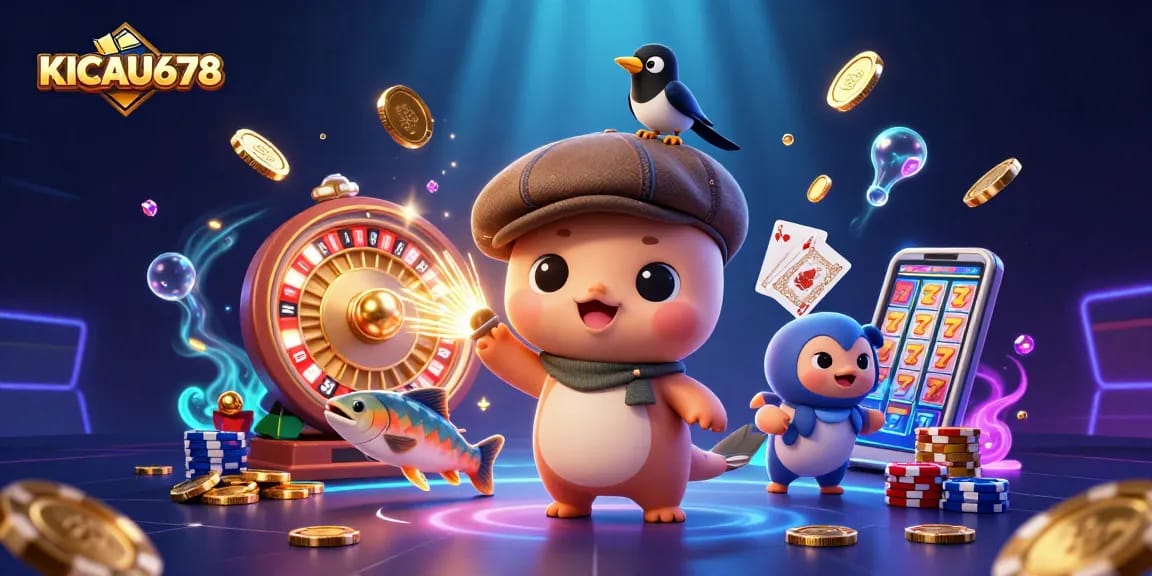 KICAU678 invites players to enjoy vibrant slots and dynamic casino games amid cascading coins.
