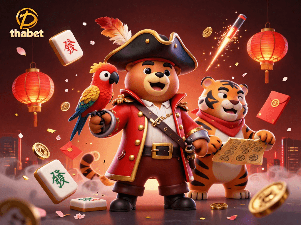 Experience thrilling gameplay at thabet with an engaging pirate-themed casino scene featuring dynamic elements.