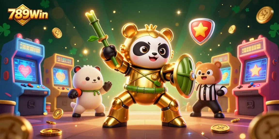 Engage in thrilling gameplay with 789Win's colorful 3D casino illustration featuring dynamic characters.