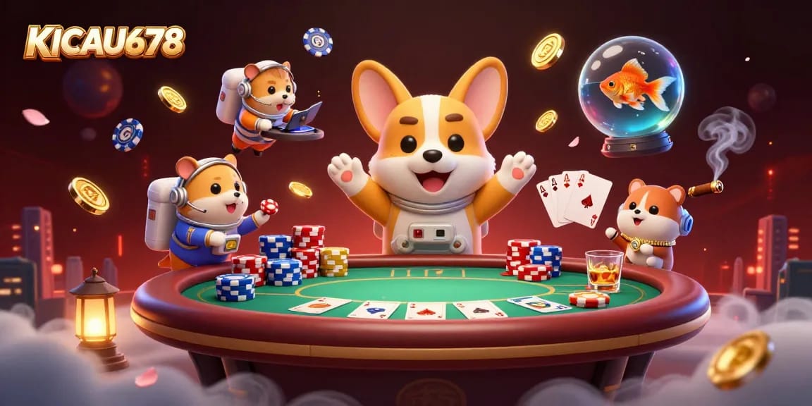 KICAU678 casino experience featuring an astronaut corgi and immersive gaming scene