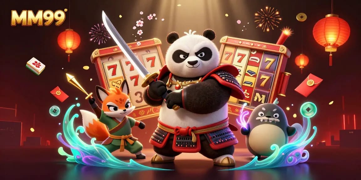 Engage with MM99's vibrant casino adventure featuring a samurai panda, ninja fox, and magical tanuki.