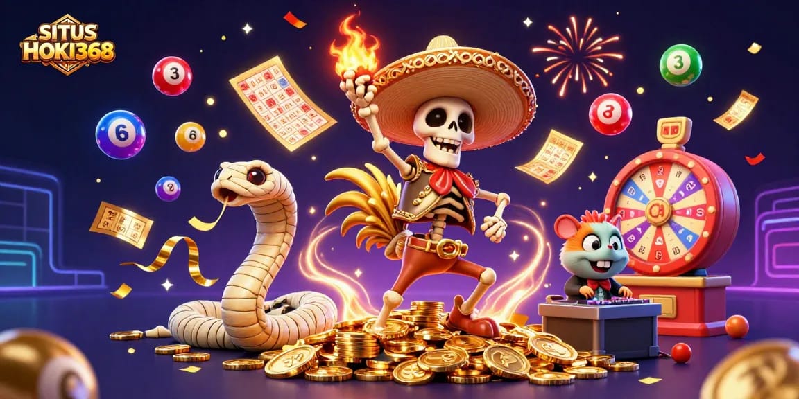 SITUS HOKI368 brings excitement as a victory dance on gold coins celebrates the best online gaming.