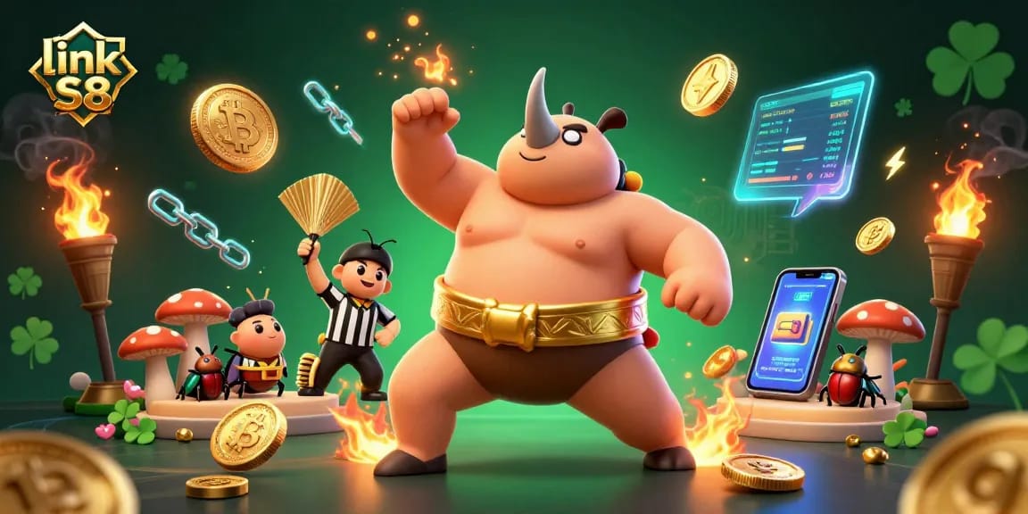 Experience gaming excitement with link S8, featuring dazzling golden coins and thrilling characters.