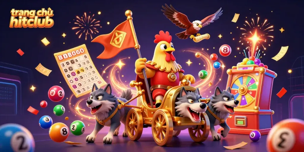 Experience the vibrant excitement of trang chủ hitclub with a colorful, dynamic gambling illustration.