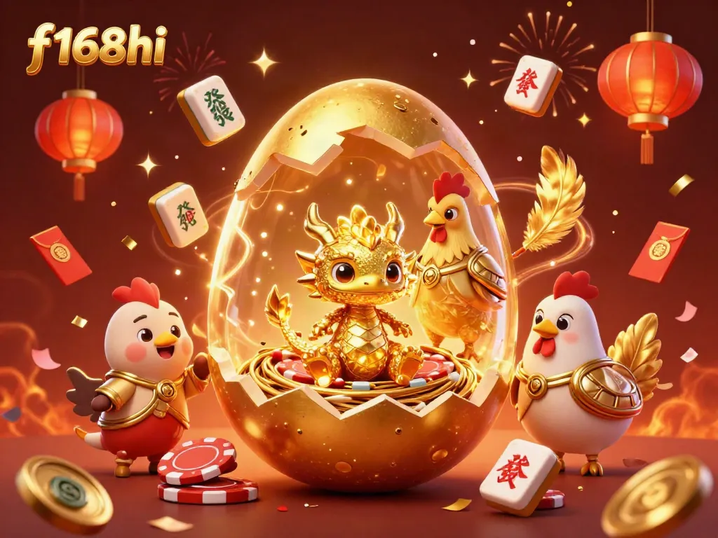 Engage with f168hi's new thrilling gaming experience featuring a dragon and casino elements.