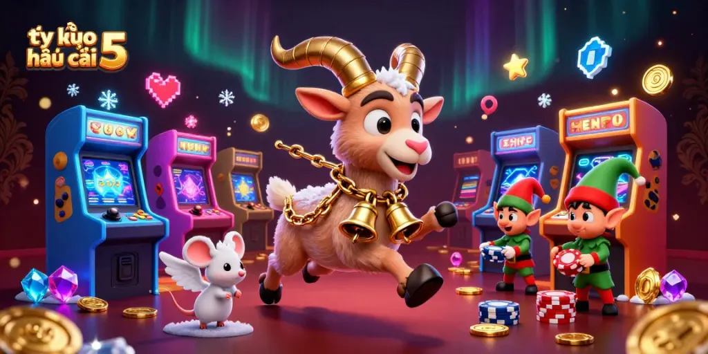 Engage with tỷ lệ kèo nhà cái 5 in a vibrant casino scene featuring whimsical characters and colorful elements.