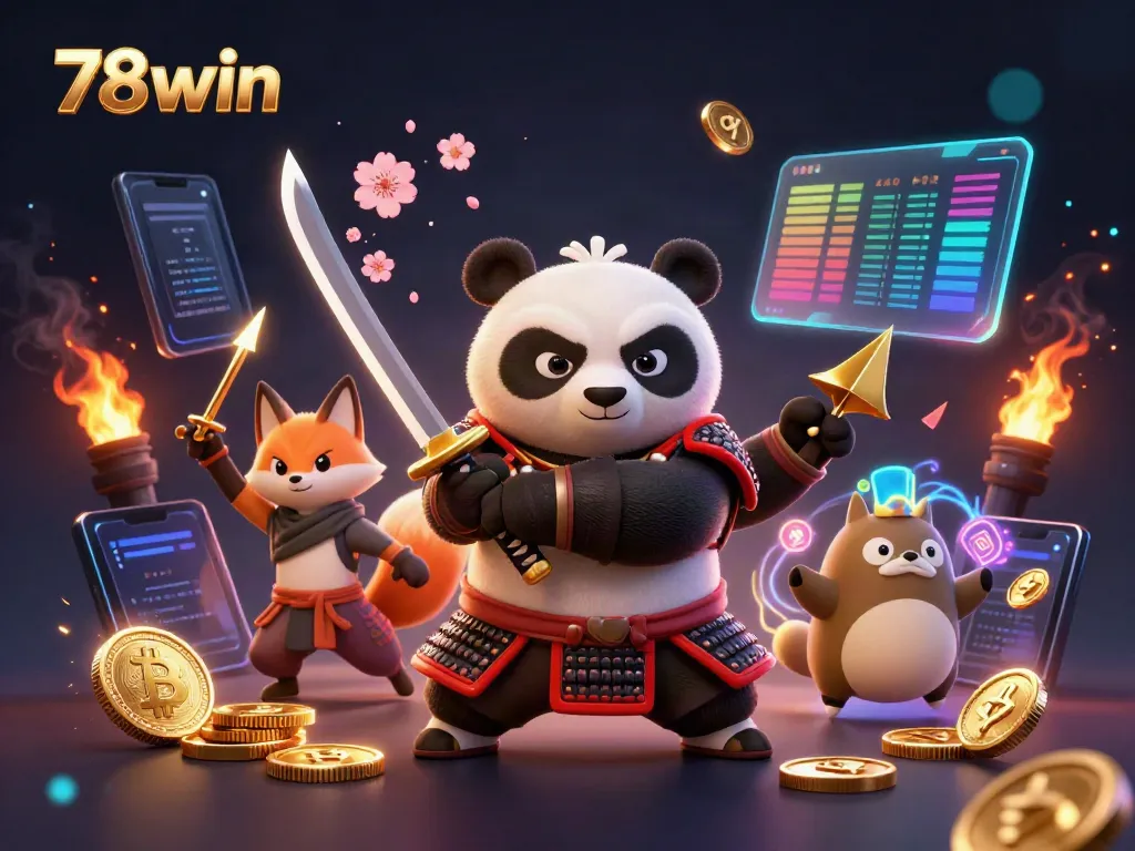 Experience thrilling gameplay with 78win in this vibrant 3D casino illustration.