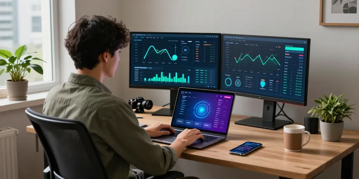 快连 user enjoying a secure and speedy network experience in a modern home office setup.