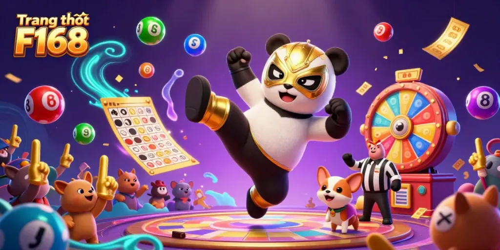 Experience the excitement of Trang chủ F168 with vibrant lottery elements and dynamic characters.