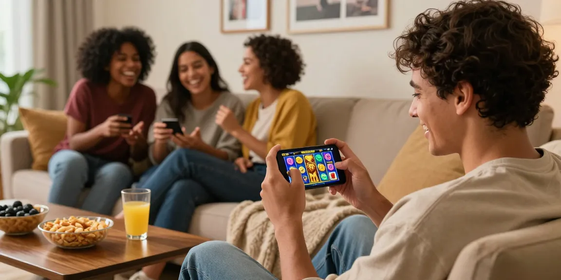 Lion King Winbox slot game being played on smartphone in a vibrant home setting.