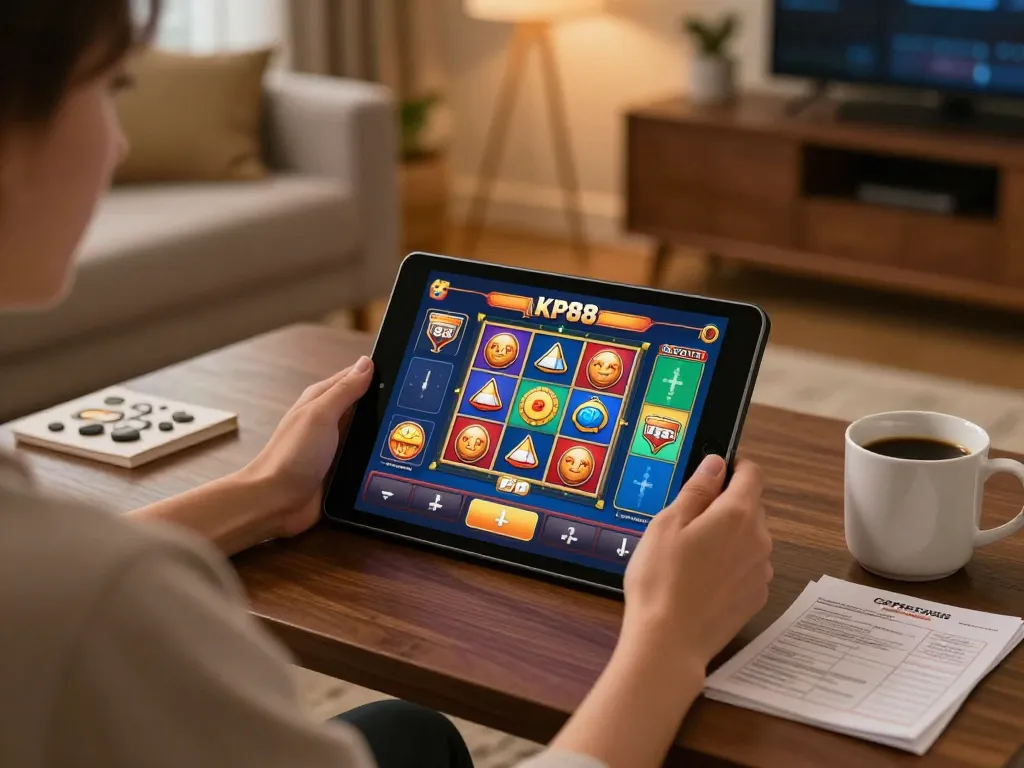 Engage in competitive online kp88 game strategy session with a cozy home atmosphere.