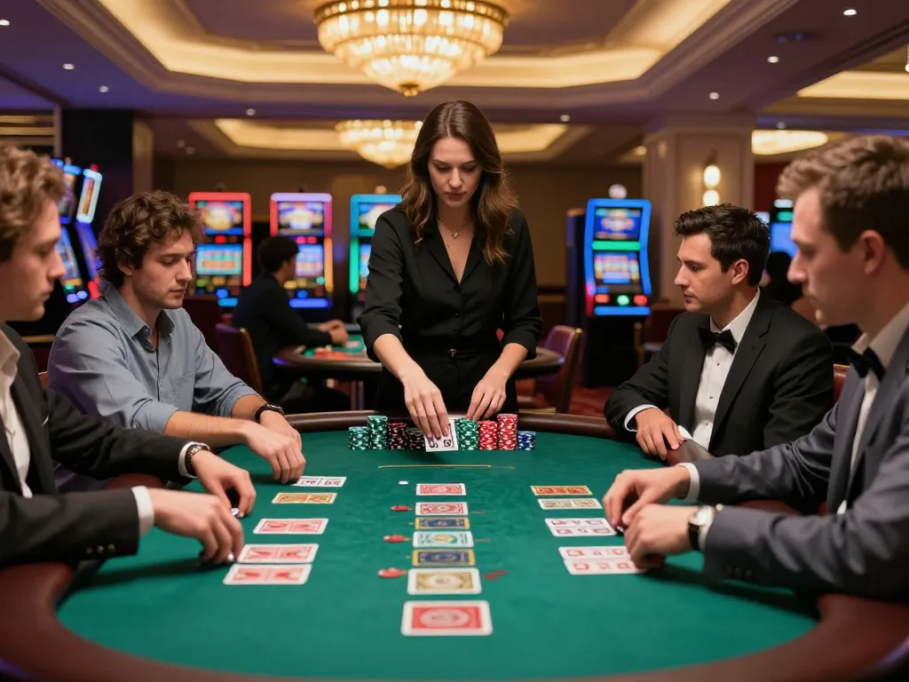Players engaging in a strategic game of blackjack at cm88game's luxury casino.