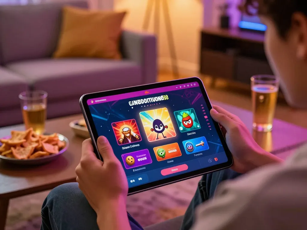 Engaging in online gambling on gamedoithuong88 with cozy home atmosphere.