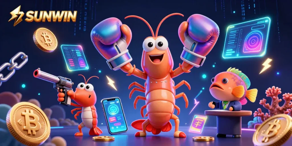 Engage with SUNWIN and experience thrilling animated gaming scenes featuring dynamic crypto elements.