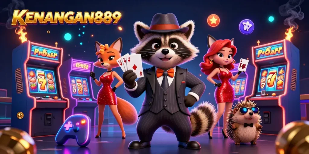 Experience thrilling gameplay at KENANGAN889 with vibrant slot machines and engaging characters.