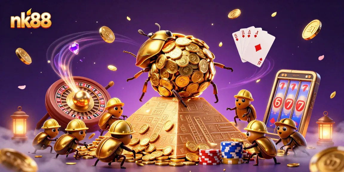 Experience thrilling jackpots at nk88, featuring golden coins and dynamic gaming elements in a vibrant online casino.