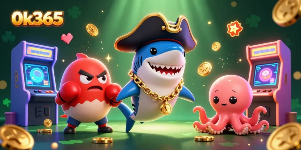 Engage with exciting casino action at 0k365 amidst colorful arcade elements and treasure!