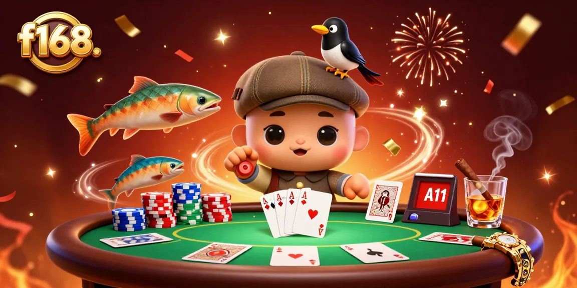 Engage in vibrant f168. casino excitement with playful characters and rich poker elements.